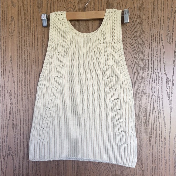 Vince Tops - Vince. Cream Crochet Sweater Tank